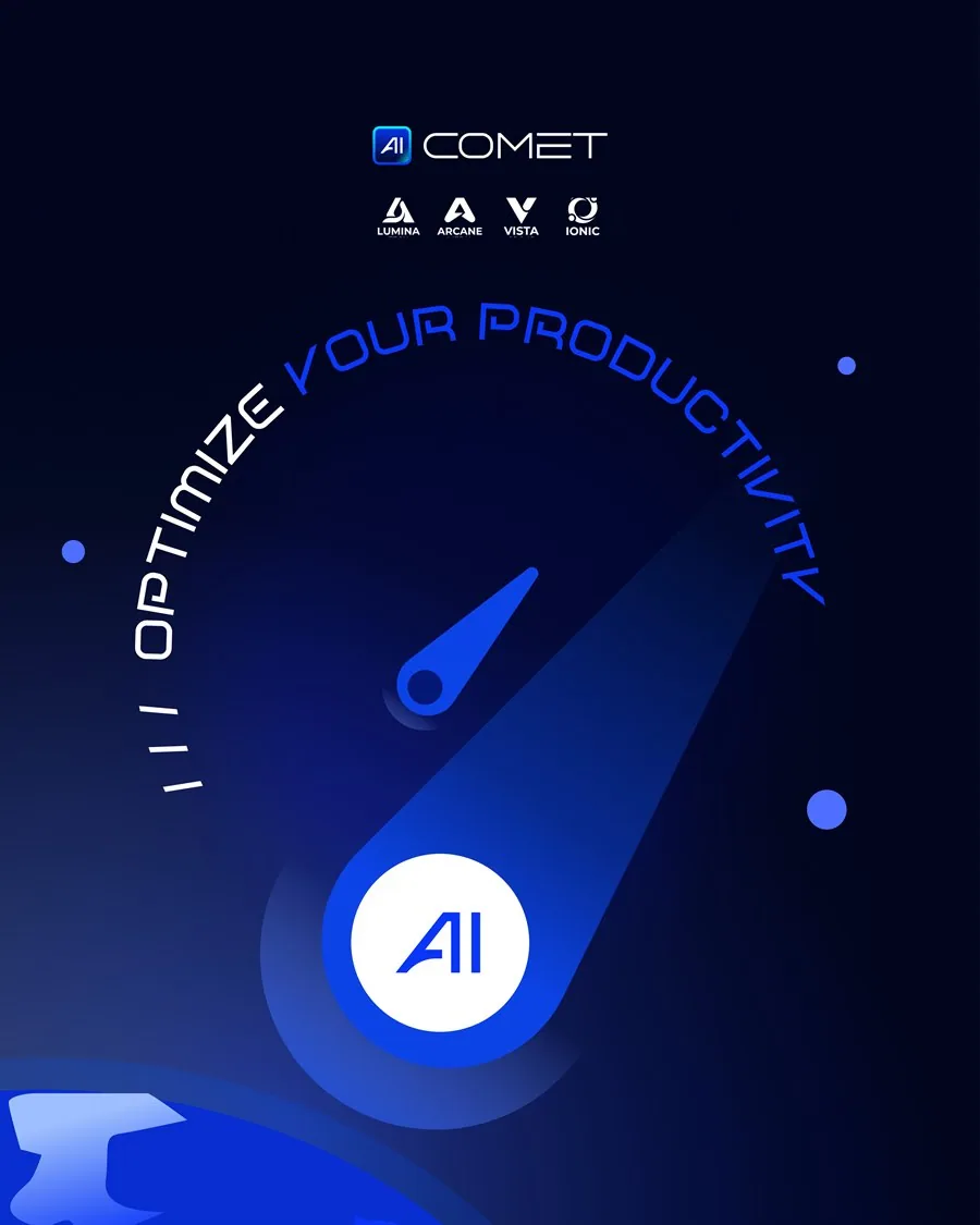 Peça: Optimize your productivity, com o ponteiro em forma de cometa