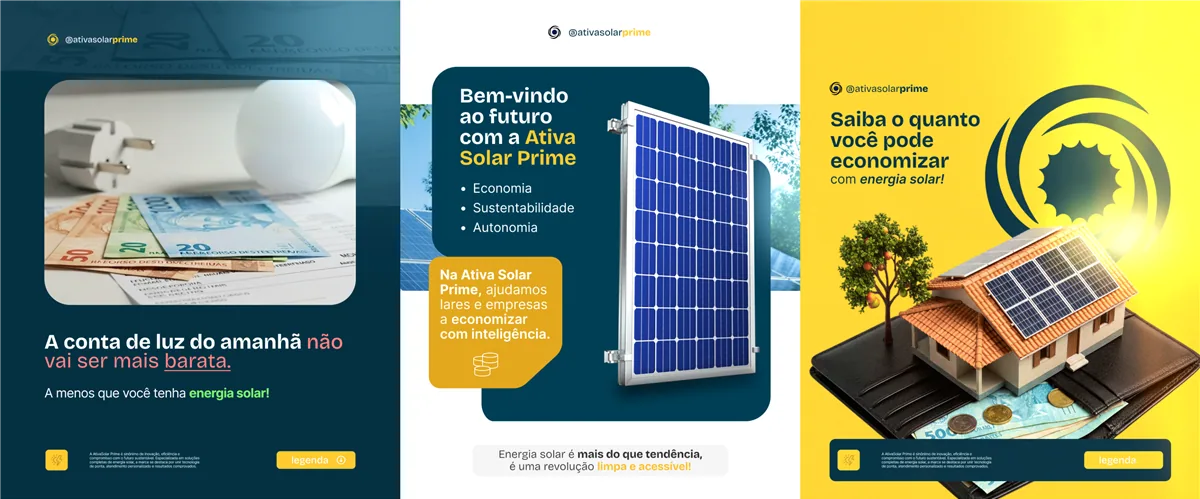 Peças da AtivaSolar: conta de luz, apresentação da empresa e simulação de economia
