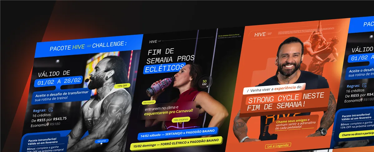 Peças da Hive: desafio do mês, aula temática de fim de semana e strong cycle